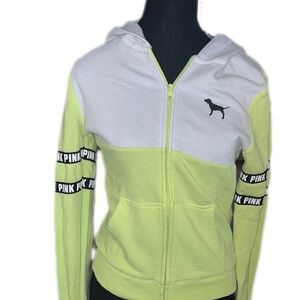 PINK Victoria's Secret Two-Tone Yellow and White Hoodie